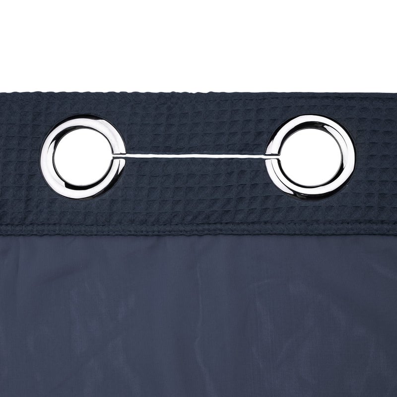 River Dream Navy Blue Fabric Shower Curtain Set, Cotton Blend, Waffle Weave, with Snap in Replacement Linerï¼Œ71 x 86 inches - Image 4